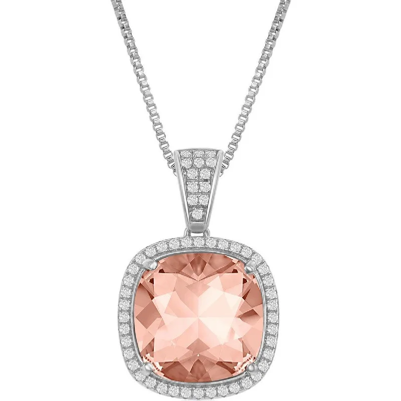 Bellissima Women's Necklace - White CZ and Vintage Rose Swarovski Element | BLK-8384