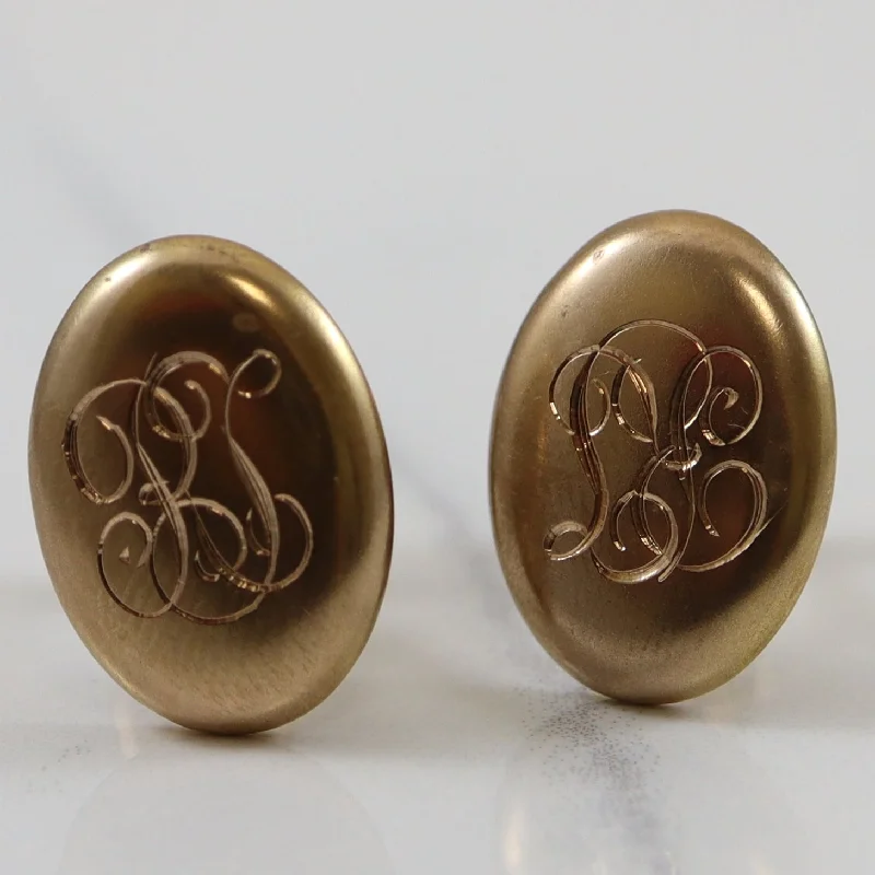 Initial 'RJ' Yellow Gold Cufflinks |