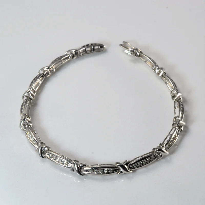 Diamond Crossover Link Bracelet | 0.30ctw | 7.5" |