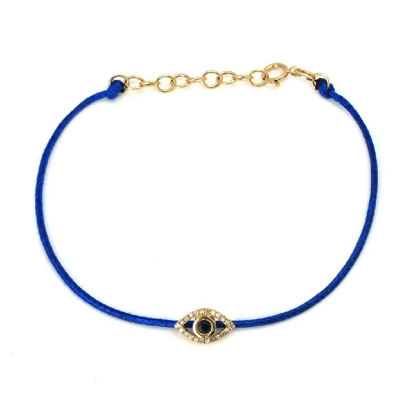 14K Yellow Gold Eye Round Bezel Sapphire Bracelet