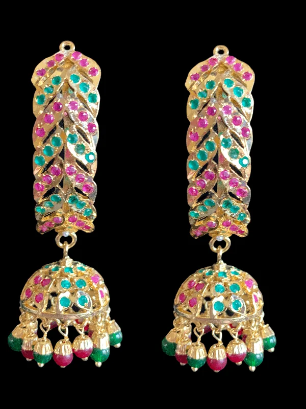 Gina jhumka - ruby emerald ( READY TO SHIP )