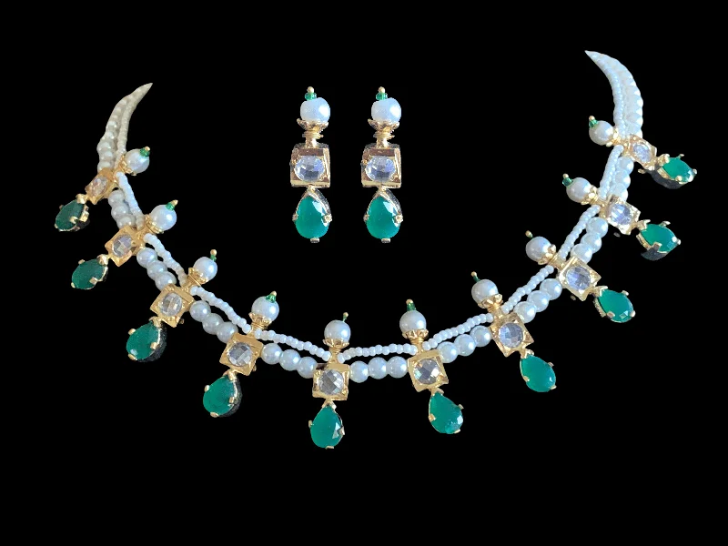 NS227 Kiara neckalce set in green  ( READY TO SHIP )