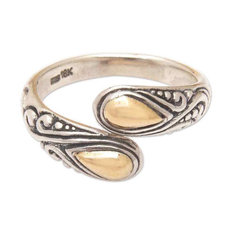 Novica Handmade Golden Fates Gold-Accented Cocktail Ring