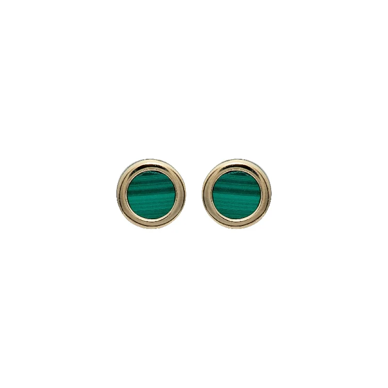 Unique & Co Malachite Stud Earrings - 18ct Gold Vermeil