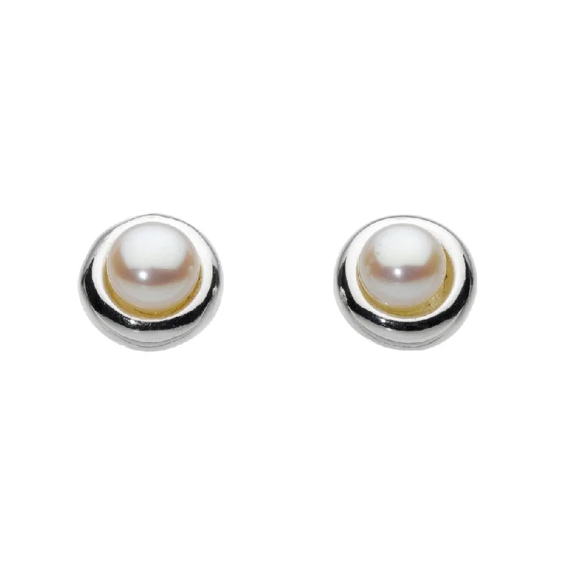 Freshwater Pearl Silver Surround Stud Earrings