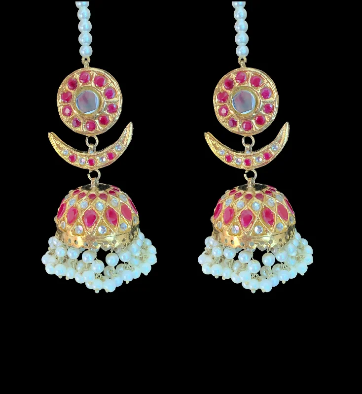 DER300 Ruby kundan jhumka ( READY TO SHIP)