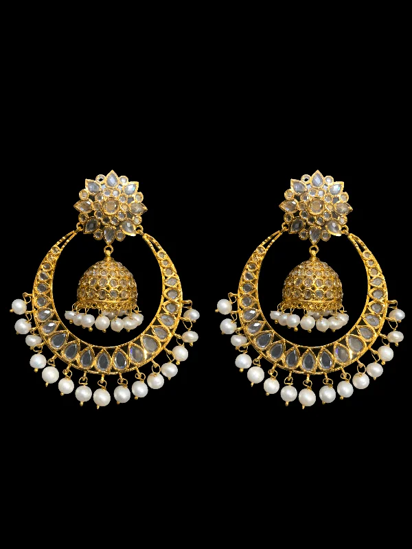 DER236  Ashrita large Chandbali in  fresh water pearls (READY TO SHIP )