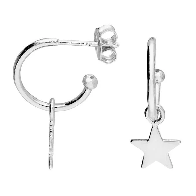 Star Charm Hoop Earrings