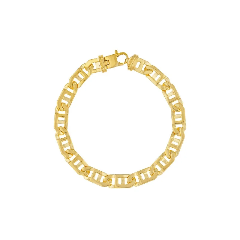 14K Yellow Gold 8.35mm Men's Window Link Chain Bracelet