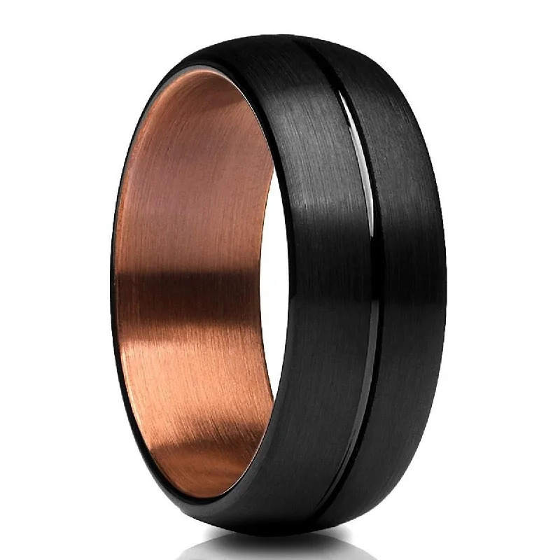 Tungsten Carbide 8Mm Black Espresso Wedding Ring Dome Comfort Fit Size 613