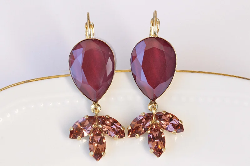 Burgundy Drop Earrings