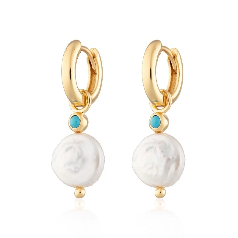 Scream Pretty Pearl and Turquoise Charm Hoops