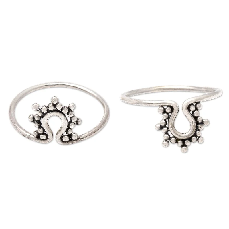 Novica Handmade Ancient Shrine Sterling Silver Stacking Rings (Pair)