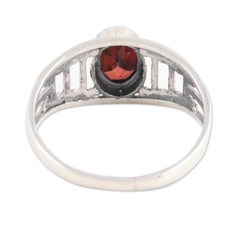 Novica Handmade Vibrant Dazzle Garnet Single Stone Ring