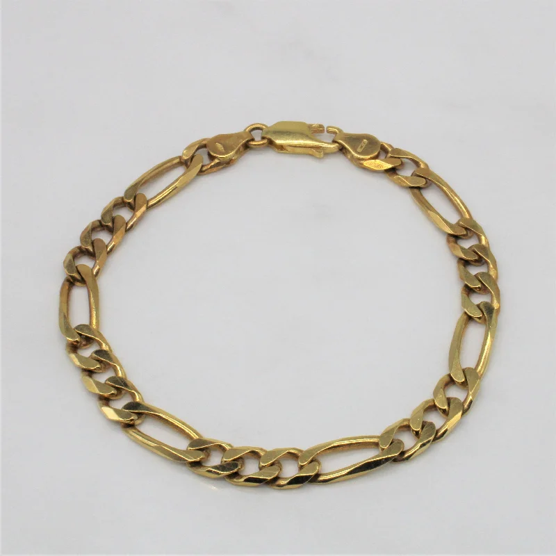 Italian Hallmarked 18k Yellow Gold Figaro Chain Bracelet | 8" |