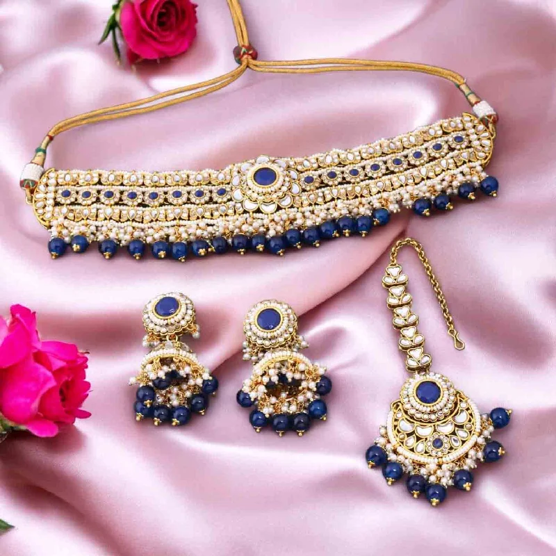 Navy Kaira Kundan Jewellery Set