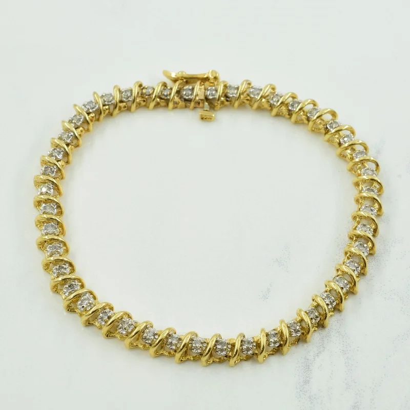 Diamond Tennis 10k Yellow Gold Bracelet | 0.90ctw | 6.75" |