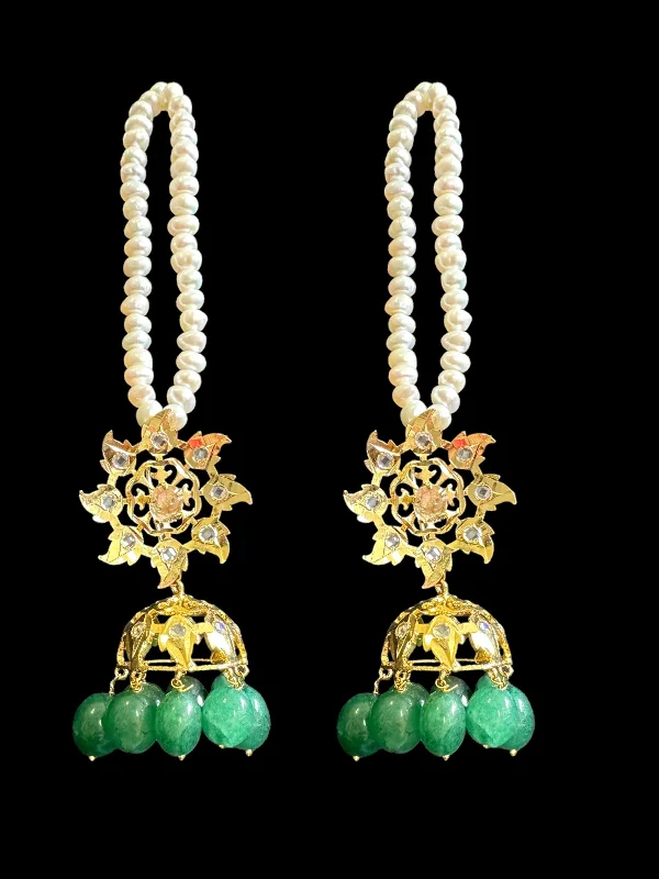 DER532 Fresh water pearl karanphool jhumka ( SHIPS IN 2 WEEKS )