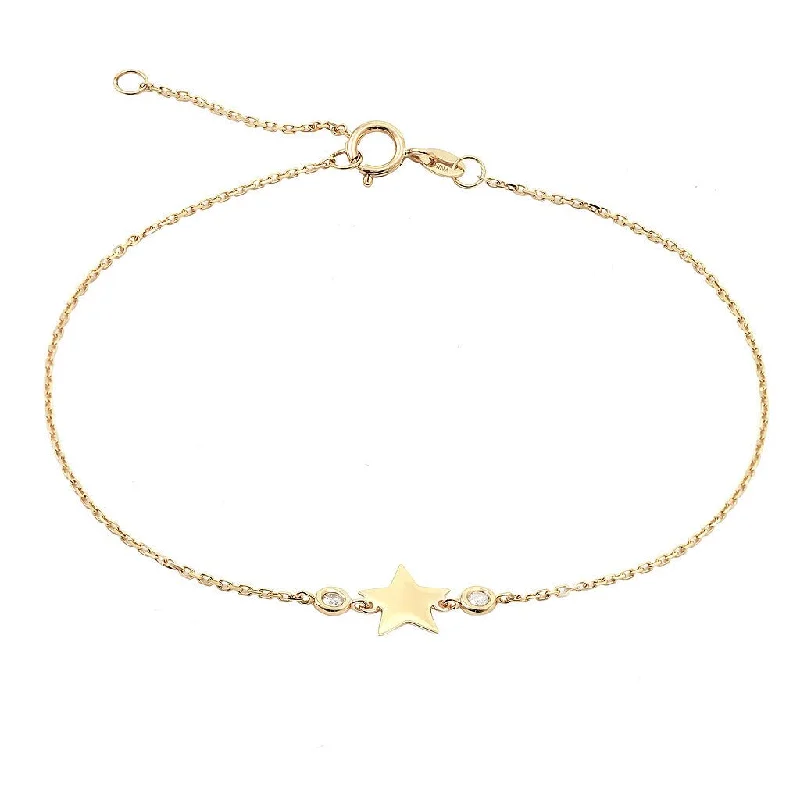 14K Gold Star Bracelet With Diamonds