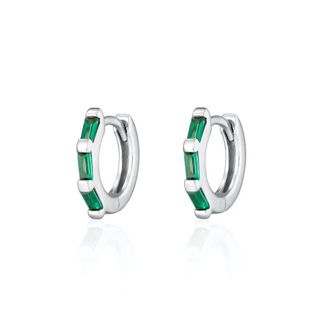 Scream Pretty Silver Green Huggie Earrings