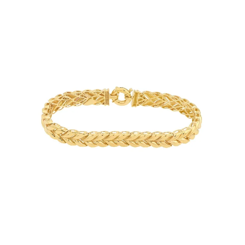 14K Yellow Gold Polished Wheat Link Bracelet