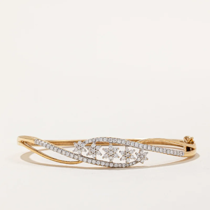 Diamond Five Star Bangle Bracelet | 1.01ctw | 7.5" |