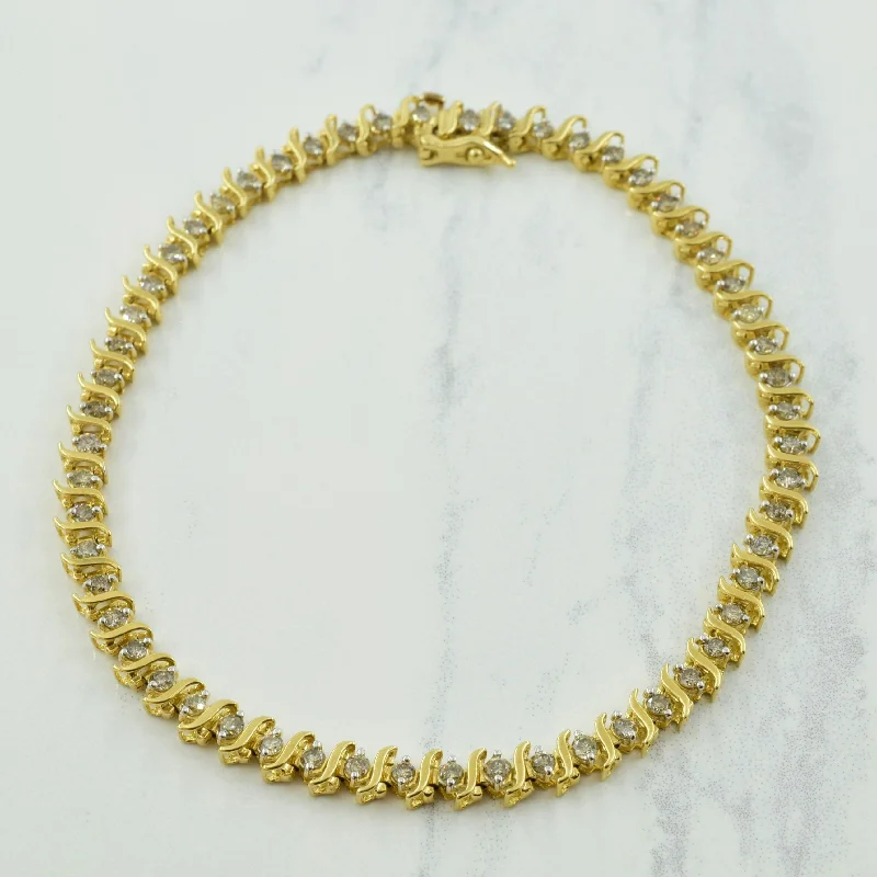 Diamond Yellow Gold 10k Bracelet | 2.00ctw | 8" |