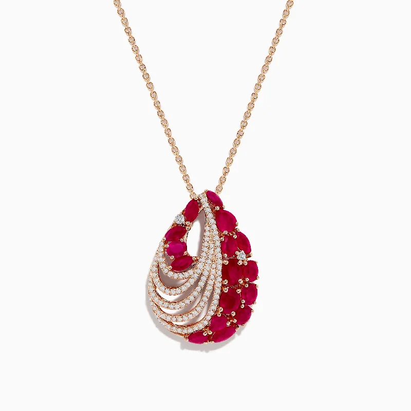 Ruby Royale 14K Rose Gold Ruby and Diamond Pendant 3.79 TCW