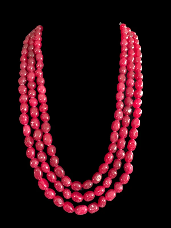 Three layer quartz ruby beads mala ( READY TO SHIP )