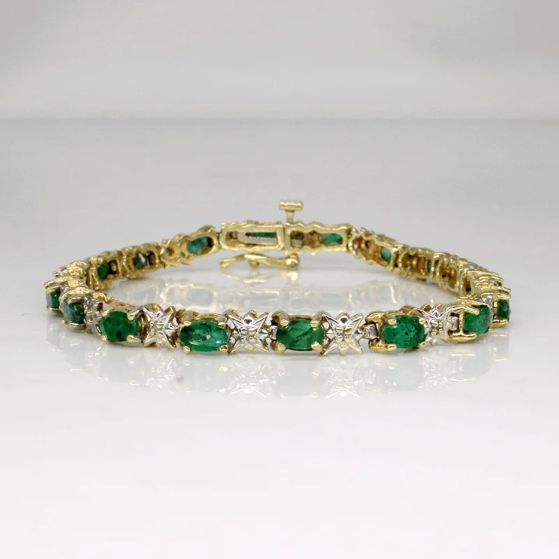 Emerald & Diamond Bracelet | 3.25ctw, 0.09ctw | 7" |