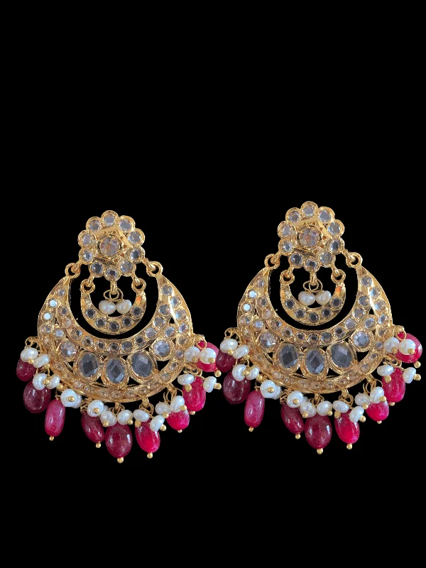 DER291  Maanvi  Chandbali in ruby ( READY TO SHIP )