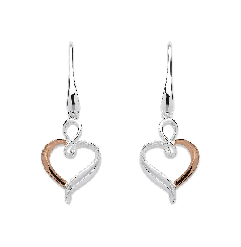 Unique & Co Rose Gold Swirl Heart Drop Earrings