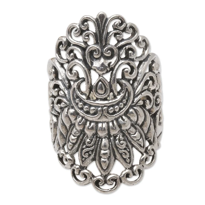 Novica Handmade Dayak Son Sterling Silver Cocktail Ring