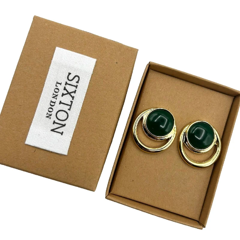 Forest green & gold earrings