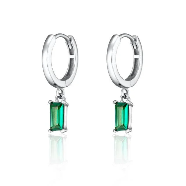 Scream Pretty Sterling Silver Green Charm Hoop Earrings