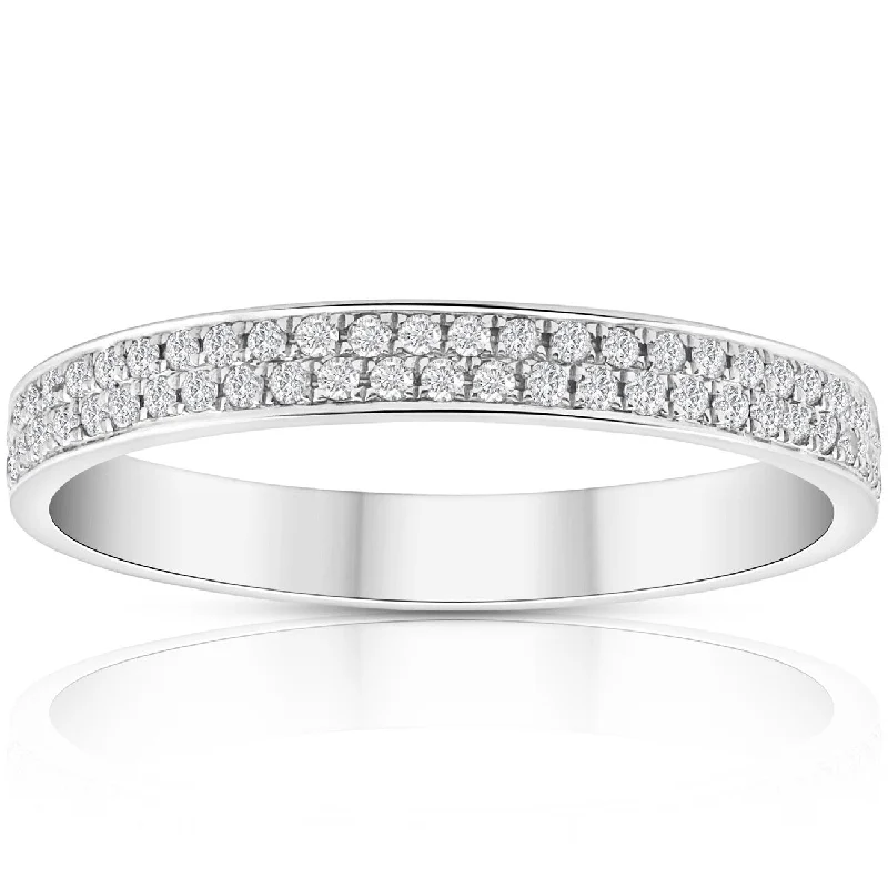 Change to Size 6.5. 1/2Ct Pave Double Row Eternity Ring White Gold