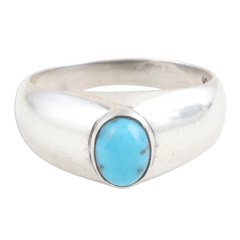 Novica Handmade Ocean Accent Sterling Silver Single-Stone Ring