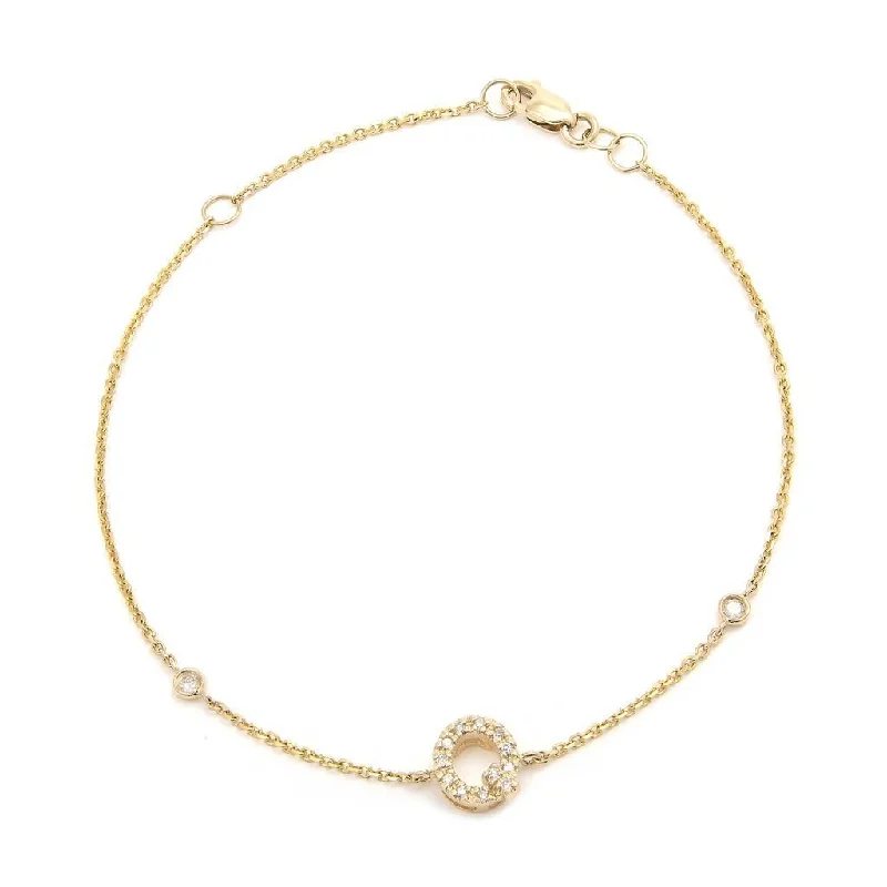 14K Gold Initial "Q" Bracelet With Diamonds