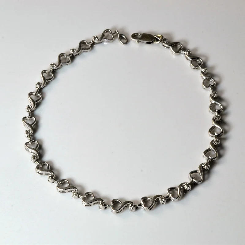 Diamond Heart Link Bracelet | 0.04ctw | 7.5" |