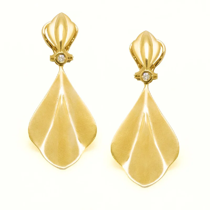 Long Leaves Gold Earring