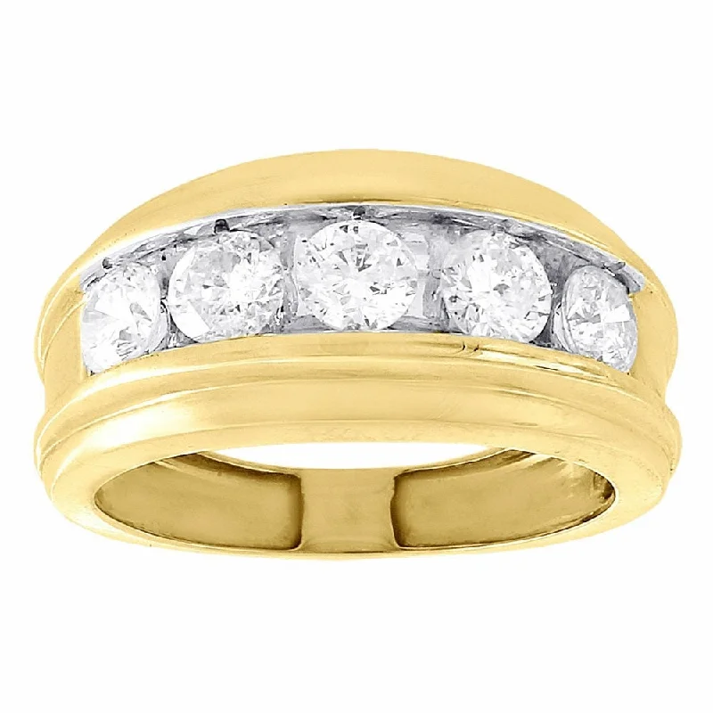 2 Ct Mens Diamond Wedding Ring Yellow Gold