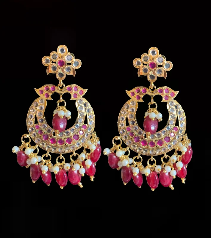 DER135 Nidhi Hyderabadi Chandbali -ruby ( READY TO SHIP)