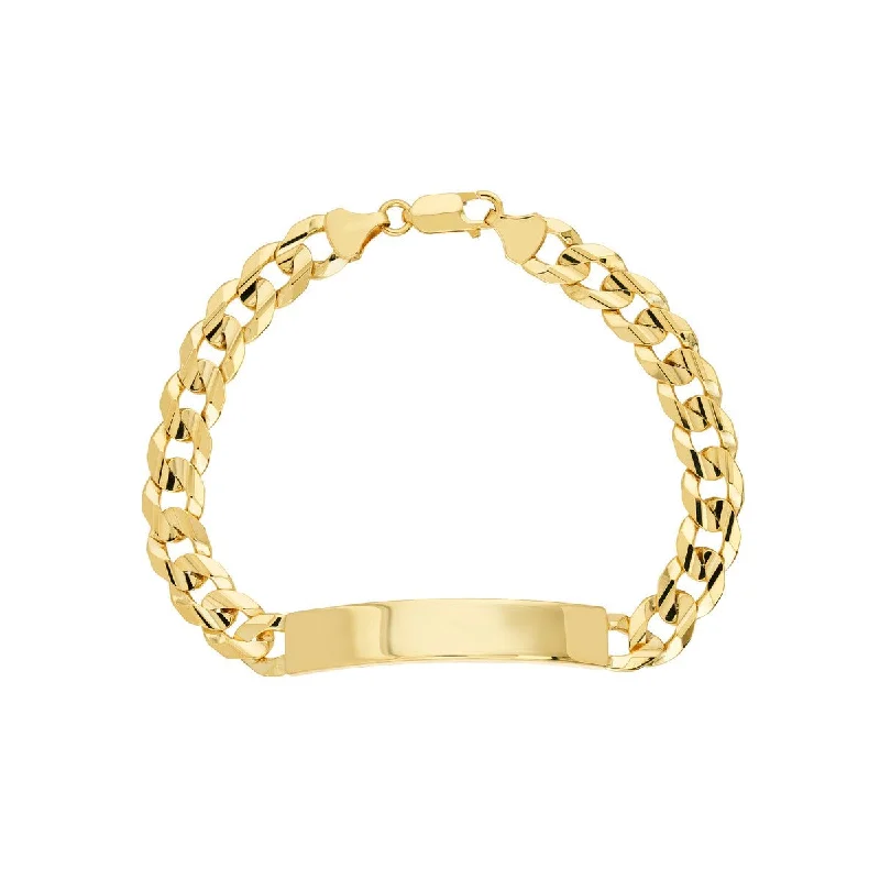 14K Yellow Gold 8.50mm Men's Engravable Initial ID Bracelet