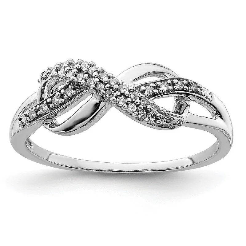 Curata 925 Sterling Silver Polished Diamond Infinity Symbol Ring