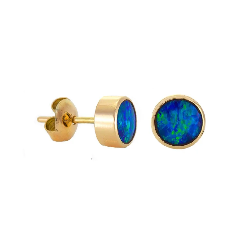 Simon Alexander 9ct Yellow Gold and Opal Doublet Round Stud Earrings