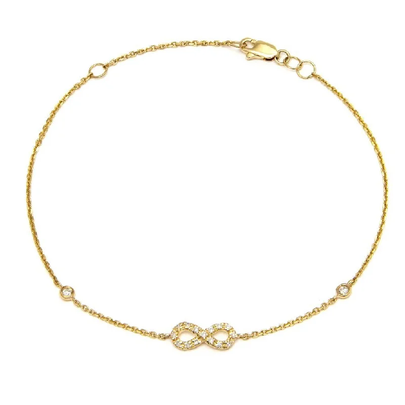 14K Yellow Gold Infinity Single Micro Pave Diamond Bracelet