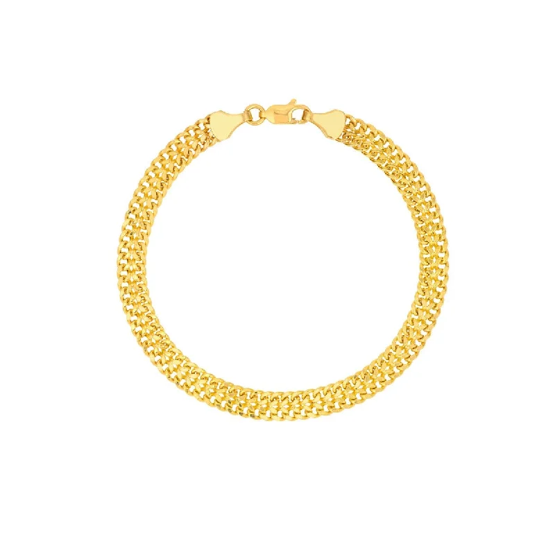 14K Gold Hollow D/C Curb Bismark Bracelet