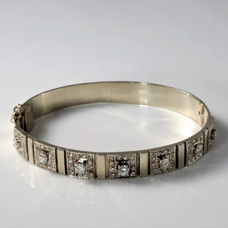 Hinged Diamond Grid Bangle | 1.19ctw | 7" |