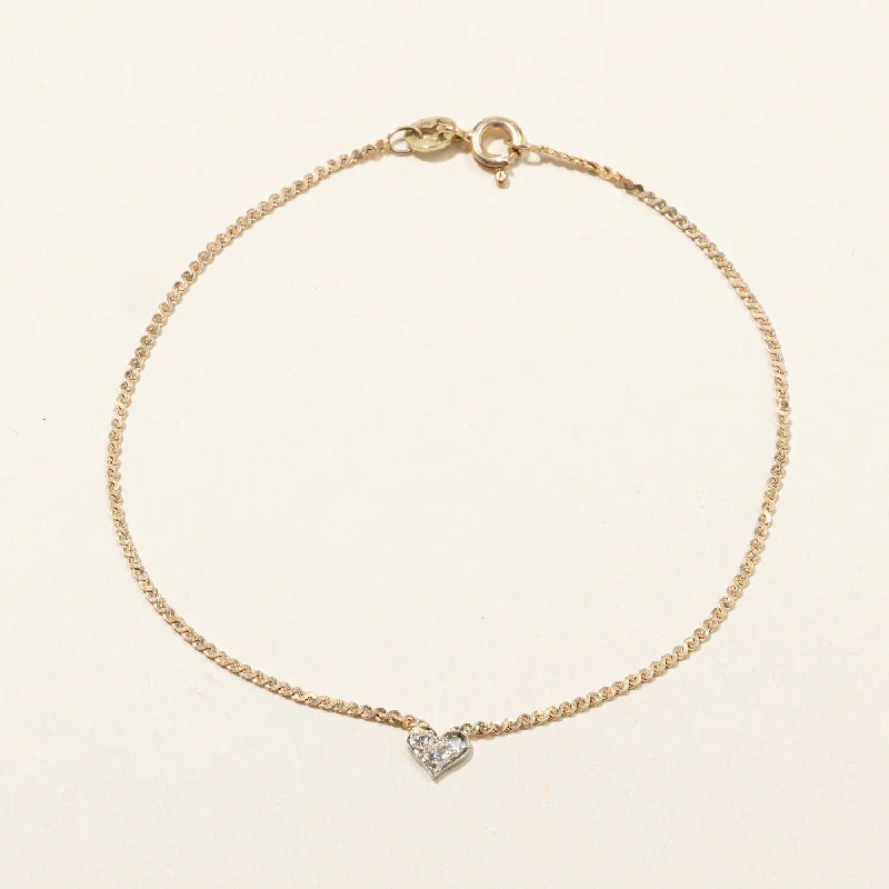 Diamond Heart Chain Bracelet | 0.06ctw | 7"|