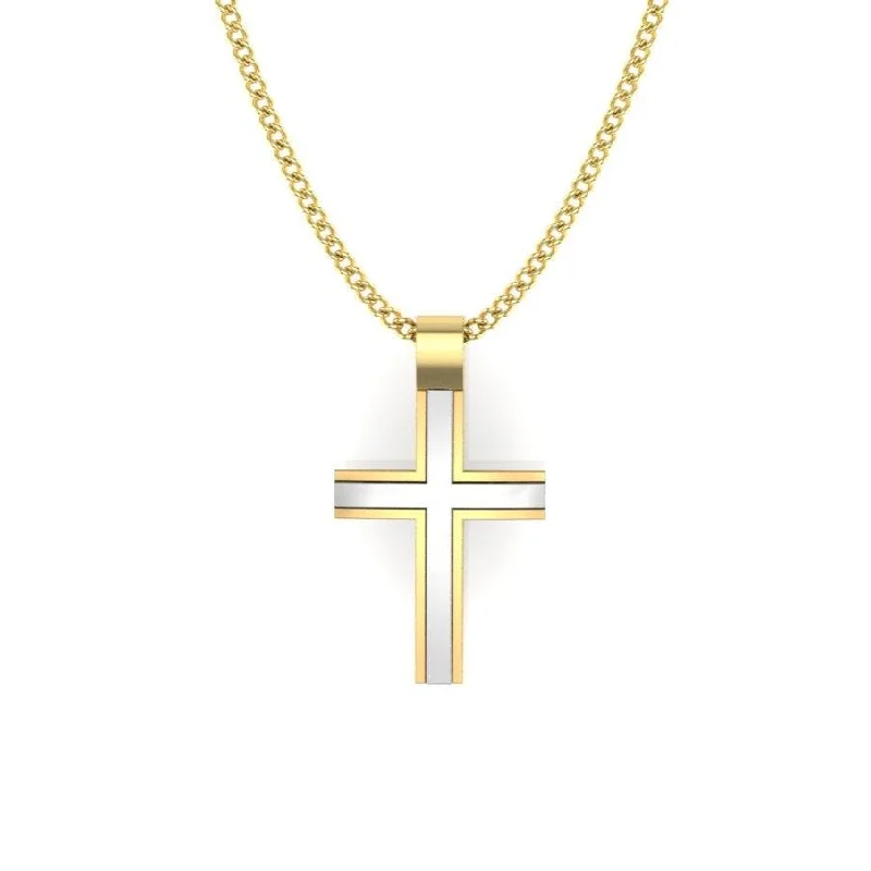 White & Yellow Gold Cross